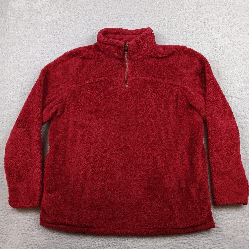 Grizzly Sherpa Pullover Men XL Crimson Red Quarter Zip Fleece 11216